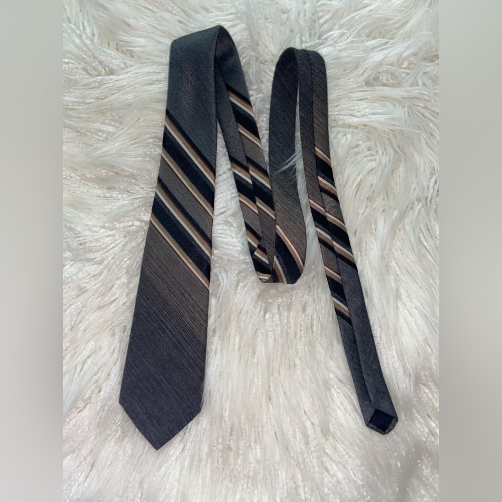 Mervyn's Striped Necktie in Gray and Brown